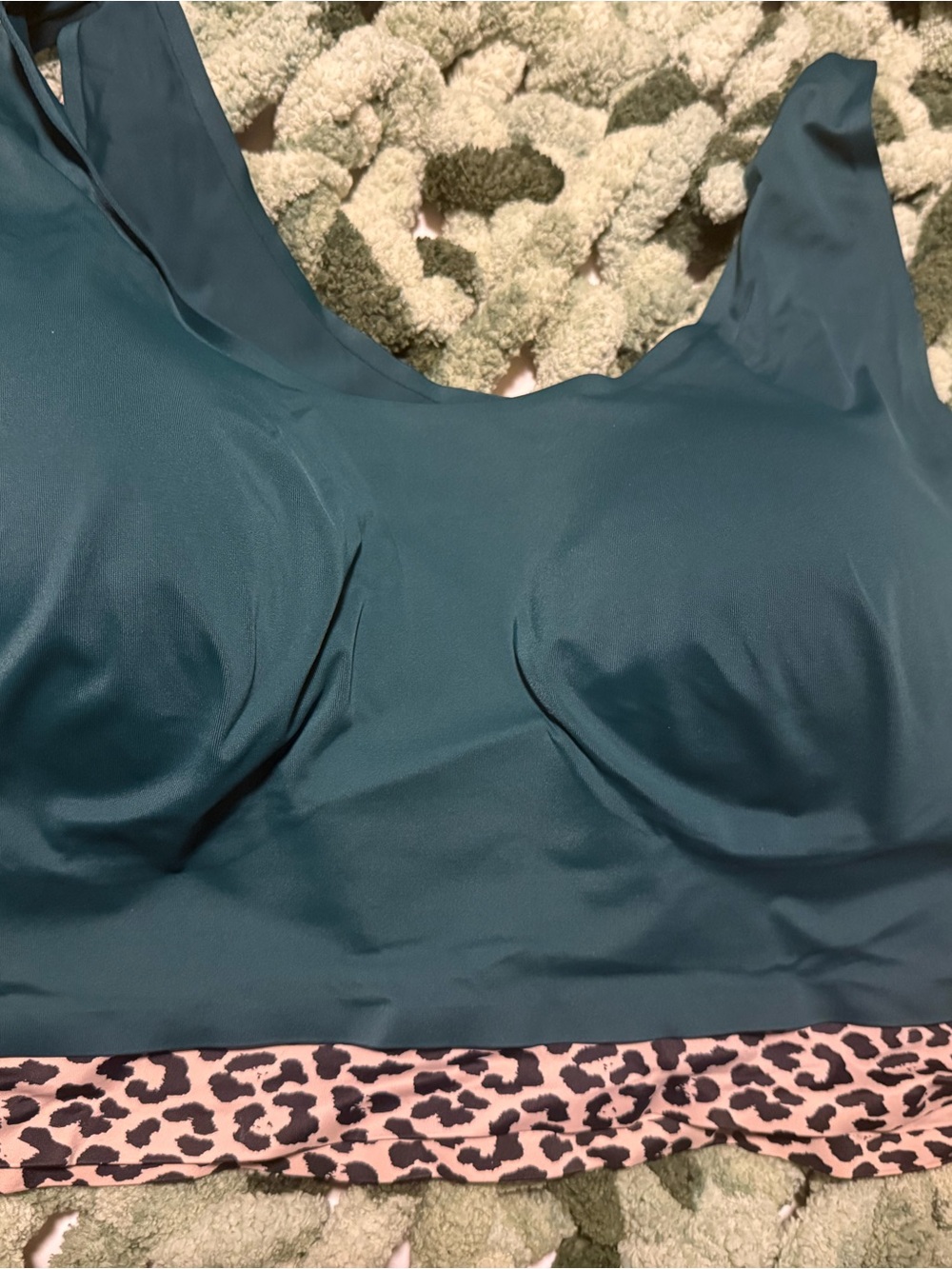 Seamless Teal and leopard Bralette, set of 2